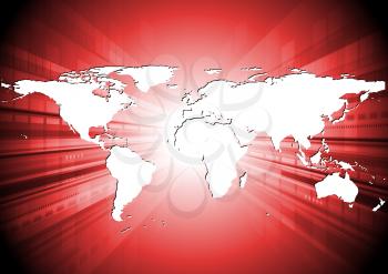 Royalty Free Clipart Image of a Red World Map