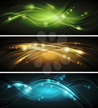 Dark colourful glowing banners. Vector design eps 10