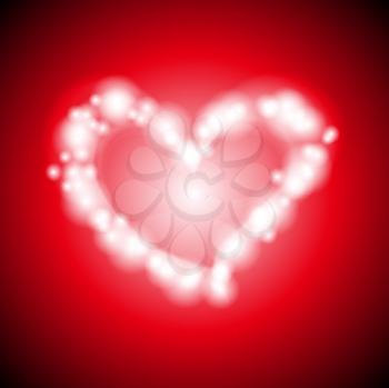 Abstract shiny heart on the red background. Vector design eps 10