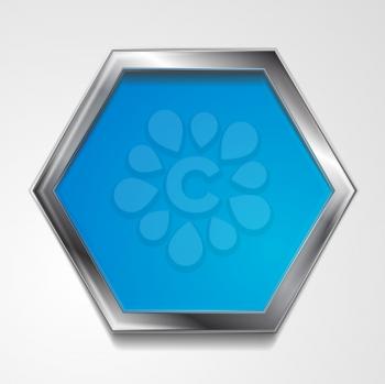 Abstract hexagon shape with silver frame. Vector background eps 10