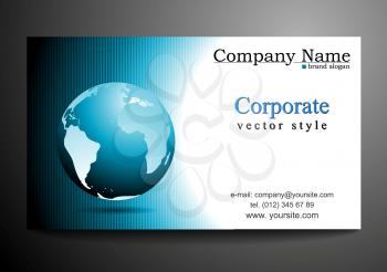 Abstract business card vector template with globe