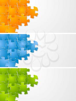 Abstract technology puzzle vector banners