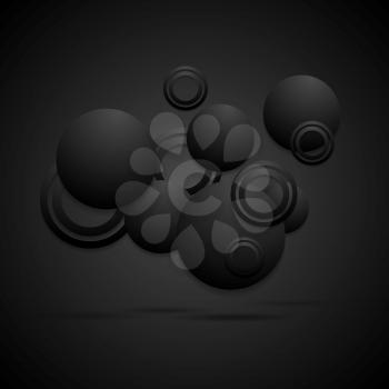Black concept abstract background. Vector circles eps 10