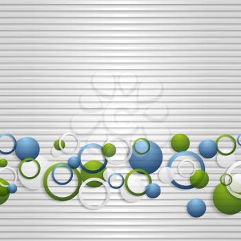 Bright circles on the grey striped backdrop. Vector eps 10