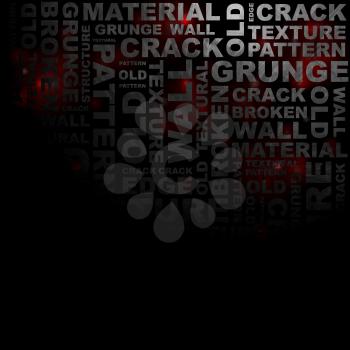 Dark gloomy grunge word pattern. Vector background eps 10
