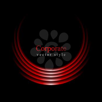 Glow vector red curve logo on black background