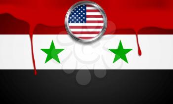 USA and Syria political concept background. Vector design