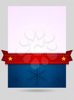 Abstract Christmas flyer background with red ribbon. Vector illustration