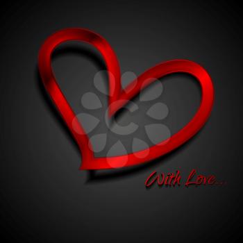 Valentine Day background with red metal hearts. Vector illustration