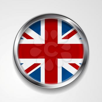 United Kingdom of Great Britain metal button flag. Vector design