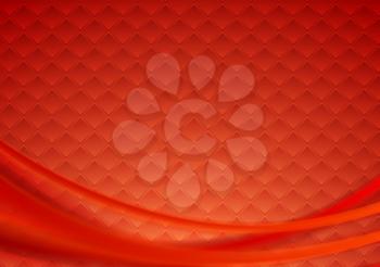 Red tech wavy background. Vector illustration