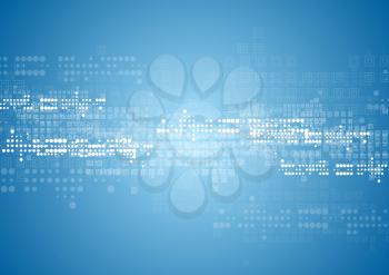 Abstract tech background with squares and circles. Vector blue design