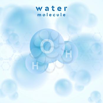 H2o water blue molecule abstract design. Vector background