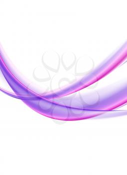 Purple smooth blurred waves on white background. Vector design