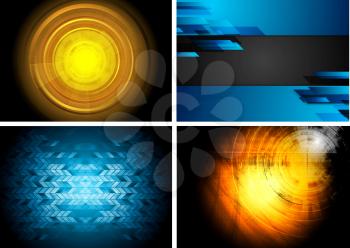 Set of technology backgrounds. Vector abstract design