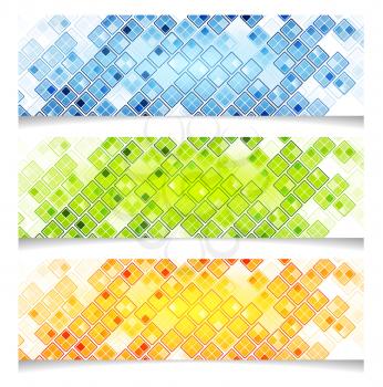 Abstract bright geometric tech banners. Vector graphic illustration design