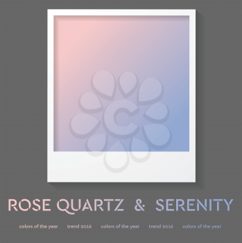 Polaroid frame with trend color 2016. Rose quartz and serenity vector design