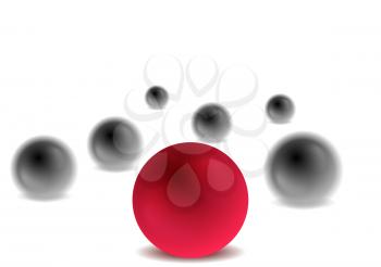 Red and black 3d balls on white for infographic design. Vector leader concept illustration background