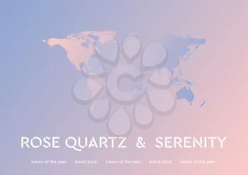 Background of 2016 trendy color with world map. Rose quartz and serenity vector design