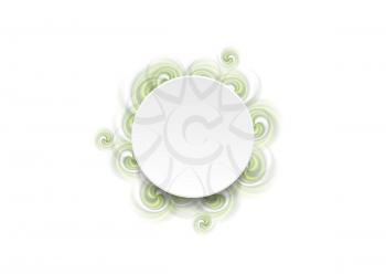 Abstract green spiral shapes and blank circle. Vector background
