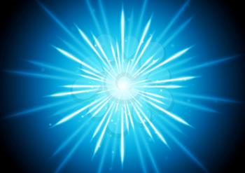 Abstract blue glowing beams background. Vector graphic design