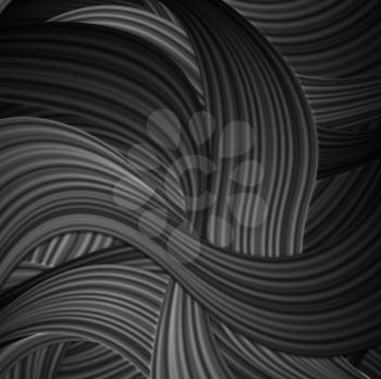 Black striped waves abstract pattern design. Vector graphic illustration background