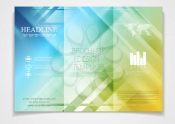 Tri-fold brochure corporate design template. Vector tech design