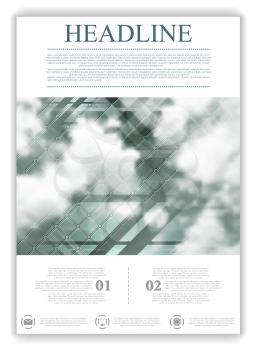 Abstract geometric brochure template layout with sky and clouds. Vector background for print flyers, brochure, web graphic design or booklet