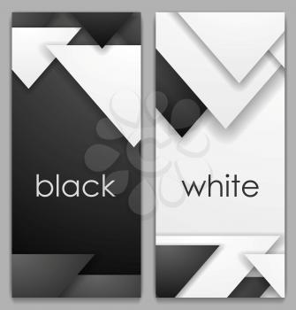 Black and white geometric tech vertical banners. Vector abstract technology background design