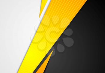 Black and orange corporate tech striped graphic design. Vector background