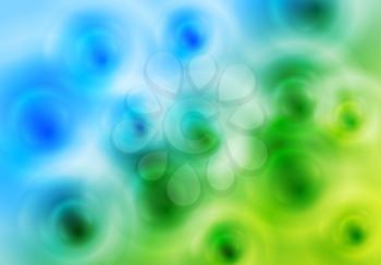 Bright blue and green blurred circles vector design. Abstract frog spawn background