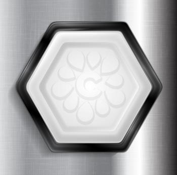 Abstract metallic hexagon label. Vector graphic design