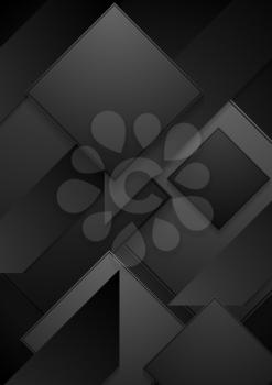 Black paper abstract corporate background. Vector tech geometric design
