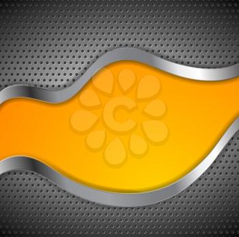 Abstract perforated metallic bright corporate design. Vector wavy background