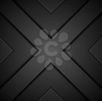 Abstract black concept technology background. Vector dark corporate design