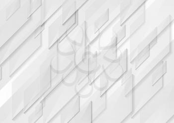 White and grey tech motion shapes graphic design. Abstract geometric vector background