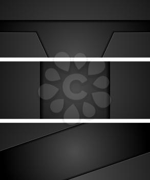Abstract black concept tech web banners. Dark gradient vector background design
