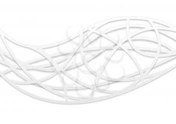 Abstract white corporate wavy pattern background. Curved paper lines modern vector design