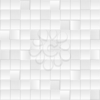 Grey and white minimal tech squares pattern background. Paper vector design