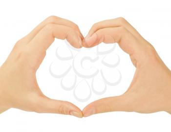 Love concepts - Hands forming a heart on white background(man and woman)