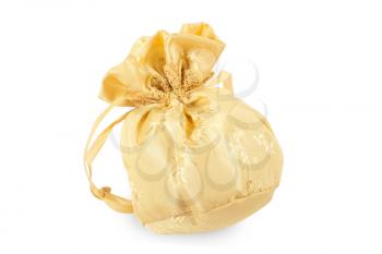 Gold christmas bag with present