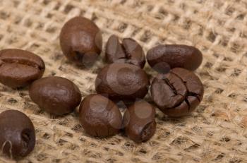 Coffee beans on sack(burlap)