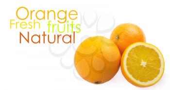 Two and half oranges isolated on white background