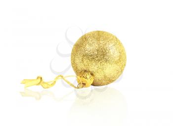 golden dull christmas ball isolated on white