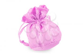 Pink christmas bag with present