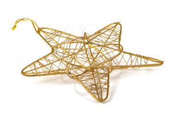 Gold christmas star isolated on white
