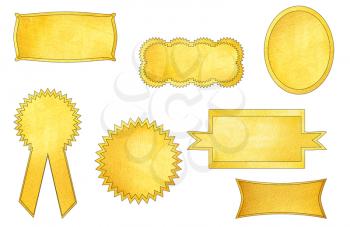 Gold Set Labels, Isolated On White Background