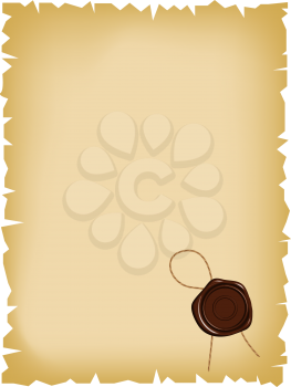 Royalty Free Clipart Image of a Vintage Paper With a Seal