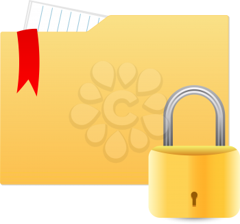 Security concept with file folder and padlock 