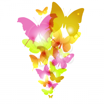 Watercolor butterflies design with flare